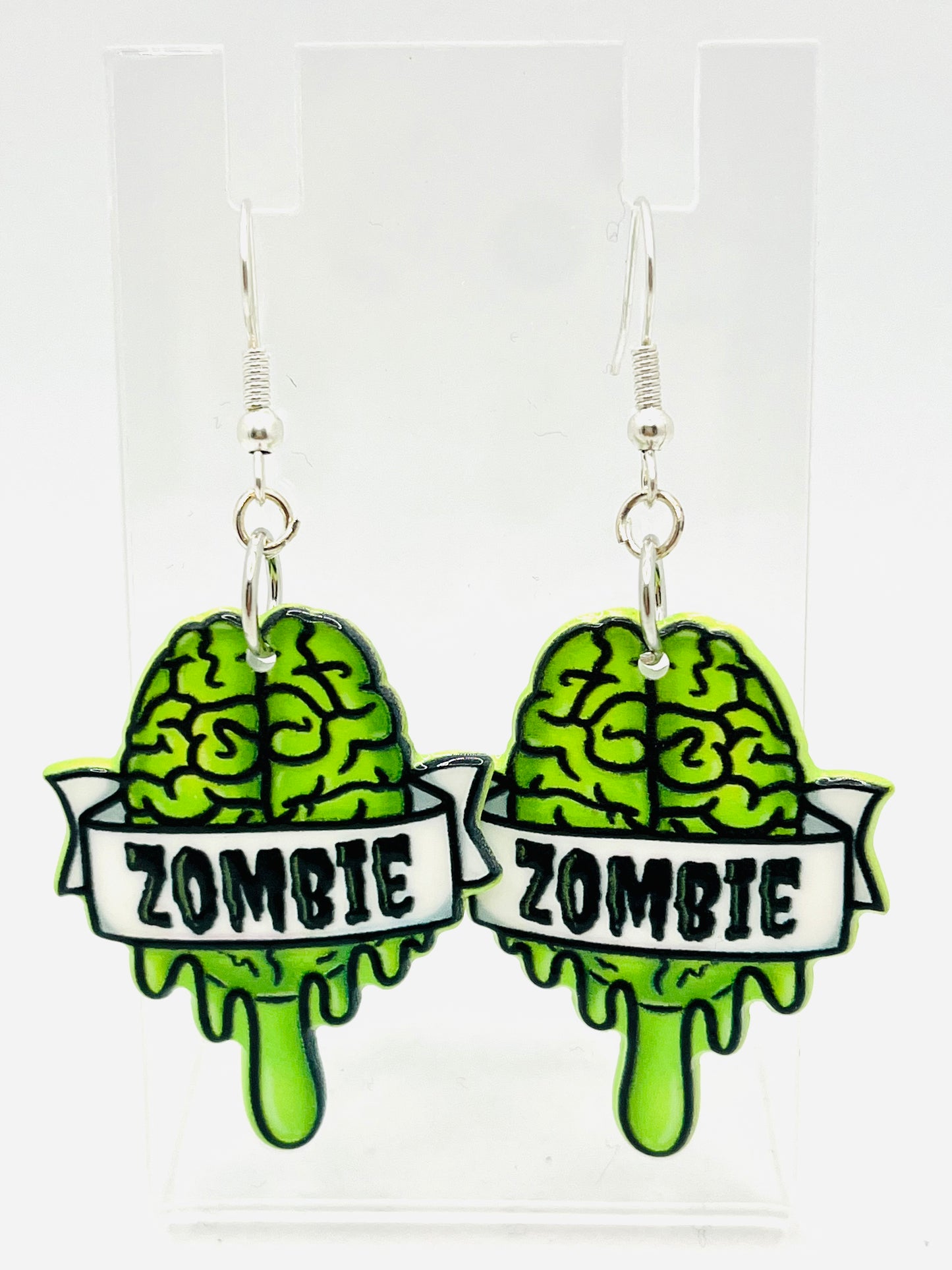 Green Zombie Brain Earrings