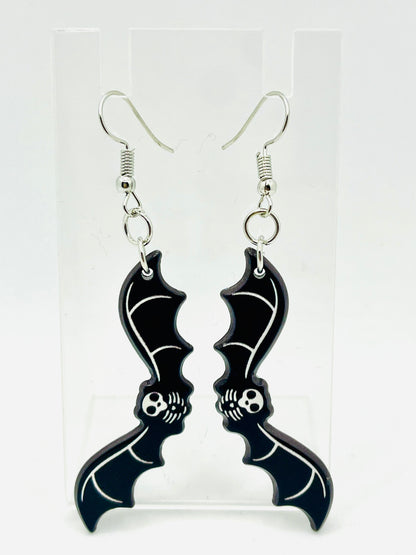 Skeleton Bats Halloween Earrings