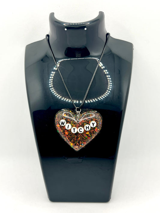 Witchy Resin Heart Necklace